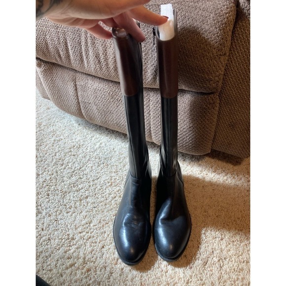 Ralph Lauren Madison burnished riding boot Black brown buckle NWT size 9 Women’s - Picture 4 of 6